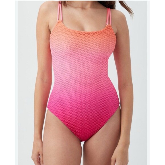 Trina Turk Standard Sun Opal One Piece Swimsuit Pink/Orange Mix Sz 6 New - Picture 1 of 6